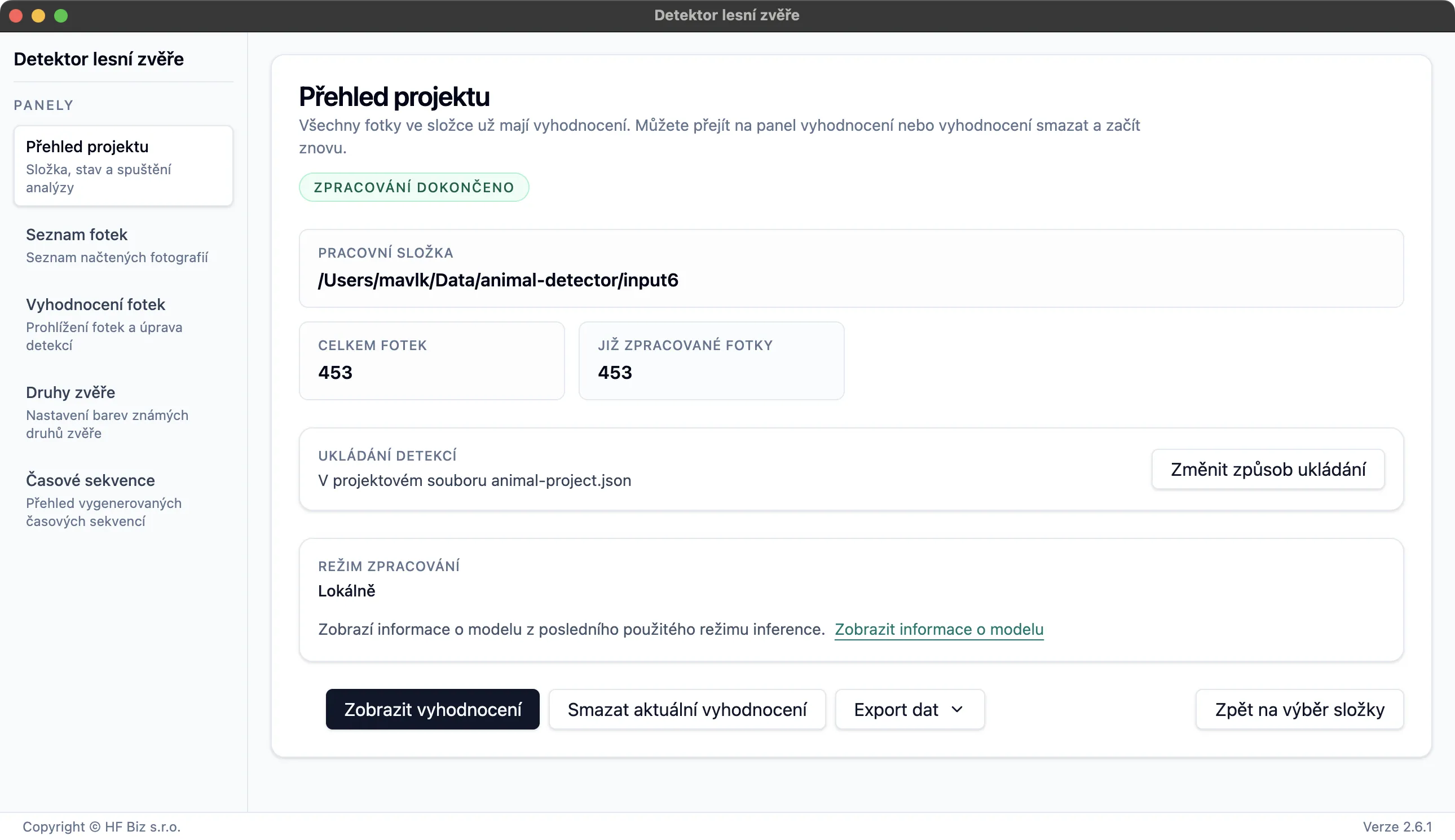 Obrazovka aplikace pro načtení projektu a fotografií.